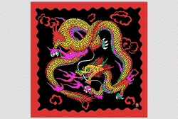 Rice Picture Silk 33x33in. (Imperial Dragon) by Silk King Studios