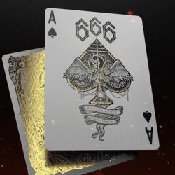 666 Greedy Gold Playing Cards with sticker- Riffle Shuffle