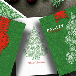 Paisley Metallic Green Christmas Playing Cards - Dutch Card House Company