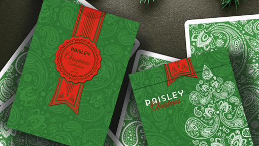 Paisley Metallic Green Christmas Playing Cards - Dutch Card House Company